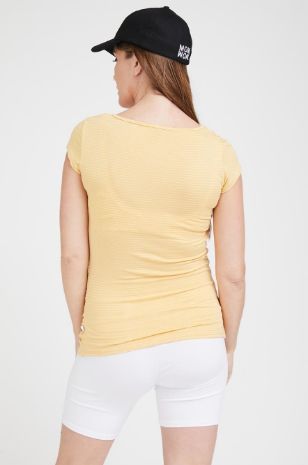 תמונה של חולצת הריון Baby Grow ש.קצר צהוב פסים