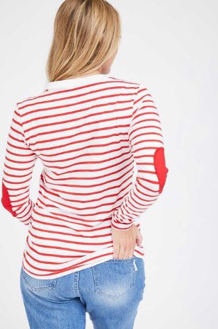 תמונה של חולצת הריון טלאים אדום שמנת