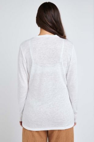תמונה של חולצת הריון ניקי דמוי פשתן ש.ארוך לבנה