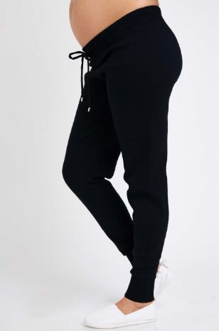 תמונה של מכנסי הריון סריג נלי שחורים