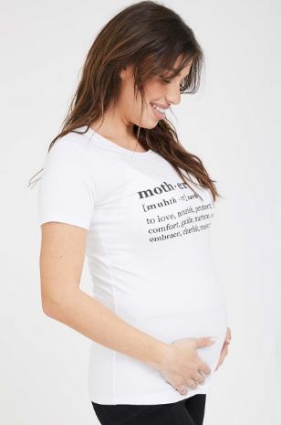 תמונה של טישרט אמא להריון לבנה