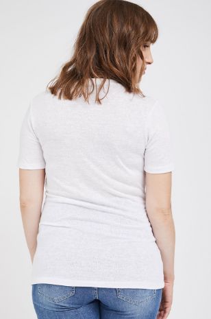תמונה של חולצת הריון ניקי דמוי פשתן ש.קצר לבנה