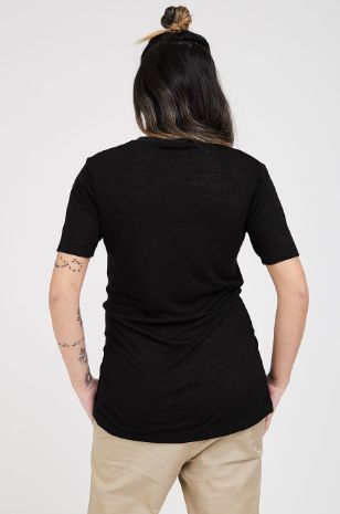 תמונה של חולצת הריון ניקי דמוי פשתן ש.קצר שחורה