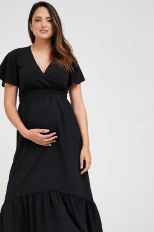 תמונה של שמלת מעטפת להריון בוניטה שחורה