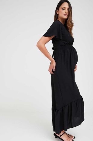 תמונה של שמלת מעטפת להריון בוניטה שחורה