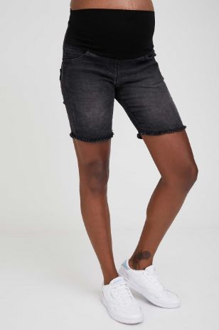 תמונה של ג'ינס קצר להריון אוליביה שחור