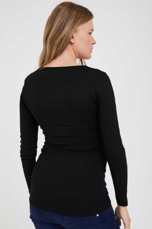 תמונה של חולצת הריון והנקה בייבי גרו ש.ארוך שחורה