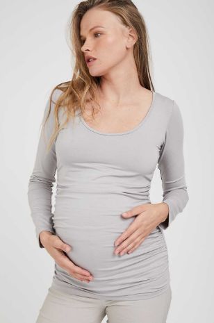 תמונה של חולצת הריון Baby Grow ש.ארוך אפור בהיר