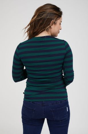 תמונה של חולצת הריון ניקי ש.ארוך פסים ירוק