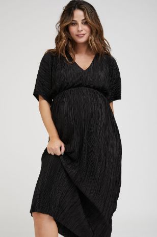 תמונה של שמלת הריון מליסה פליסה שחורה