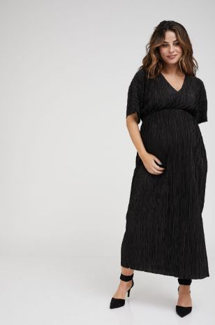 תמונה של שמלת הריון מליסה פליסה שחורה