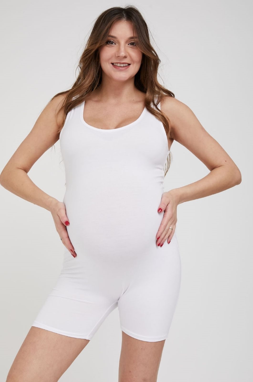 תמונה של בגד גוף אוברול להריון נדיה לבן
