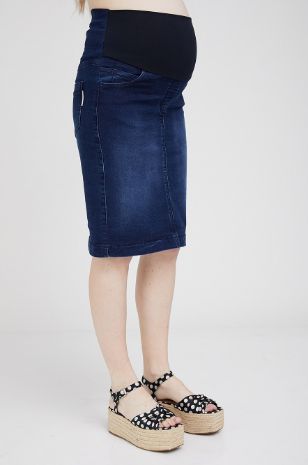 תמונה של חצאית הריון ג'ינס אוליביה שחורה