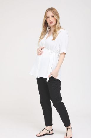 חולצת הריון נינט לבנה - מושלמת עם מכנס שחור