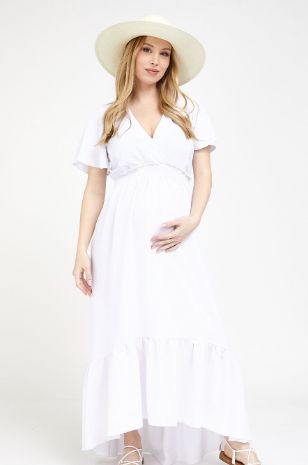 תמונה של שמלת מעטפת להריון בוניטה לבנה