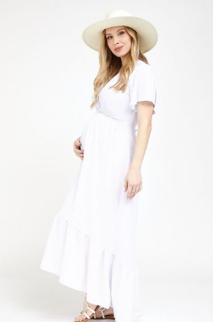 תמונה של שמלת מעטפת להריון בוניטה לבנה