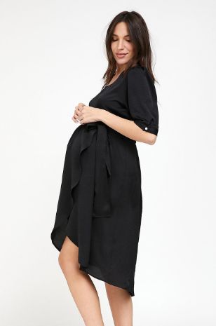 תמונה של שמלת מעטפת להריון בל שחורה