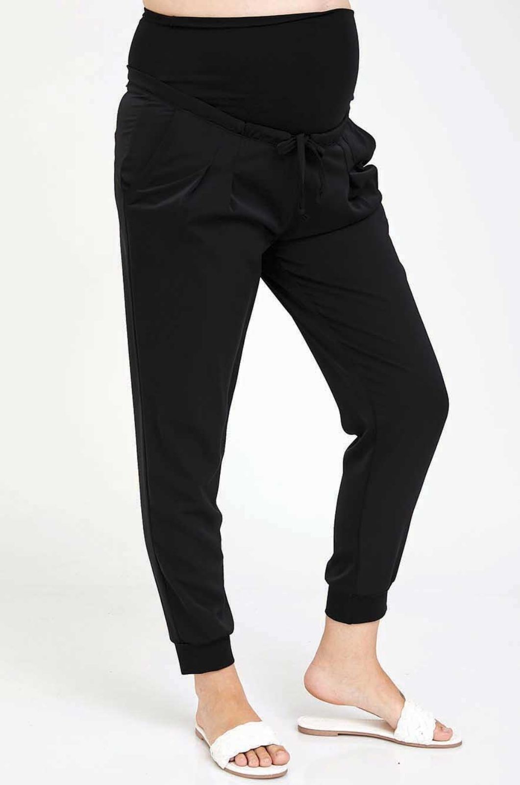  מכנסי הריוןעם רצועת בטן שחורים