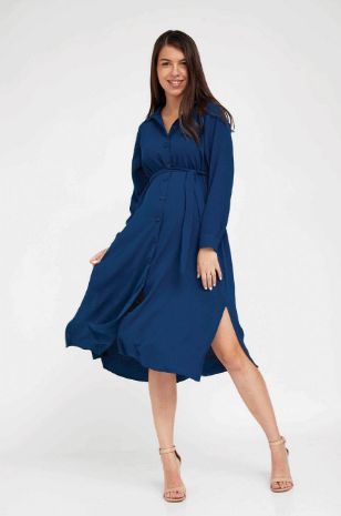 תמונה של שמלת הריון ליזה כחול אינדיגו