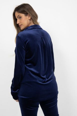 חולצת הריון ש.ארוך קטיפה כחול של אבישג ארבל	
