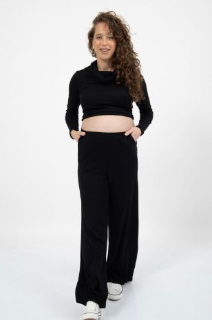 מכנסי סריג הרפר להריון שחורים