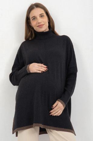 אישה לובשת סריג הריון סבינה נייבי של אבישג ארבל	