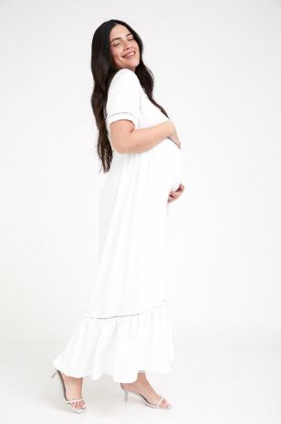 שמלת הריון בטינה מקסי לבנה