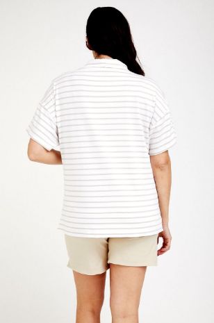 חולצת הריון דובאי שמנת פס פודרה של אבישג ארבל