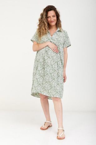 שמלה להריון אודיה ירוק מודפס