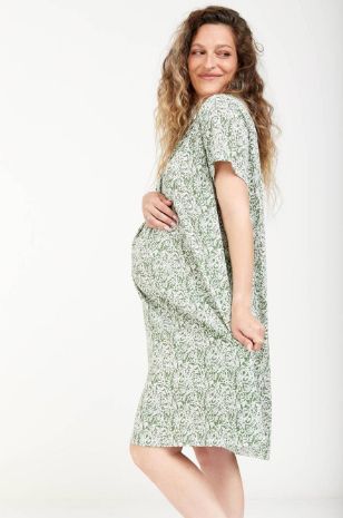 שמלה להריון אודיה ירוק מודפס