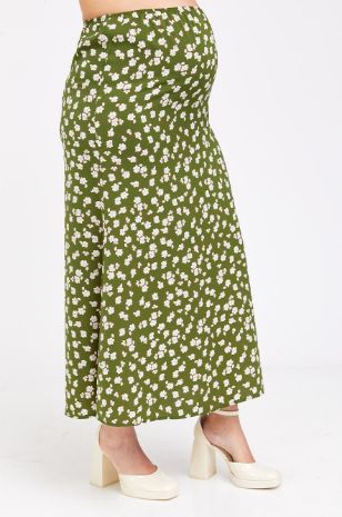 חצאית הריון זוהרה ירוק פרחוני 