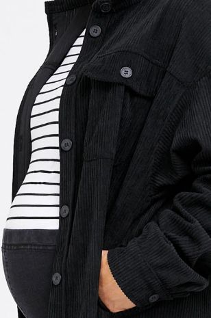 תמונה של חולצת ז'קט להריון קורדרוי שחור