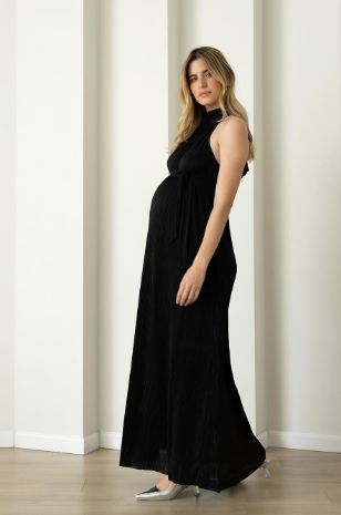 שמלת הריון פליסה קולר שחורה