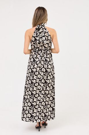 	שמלת הריון קרול הדפס שמנת ושחור אבישג ארבל
