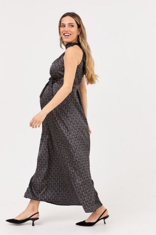 שמלת הריון קרול שחורה מודפס