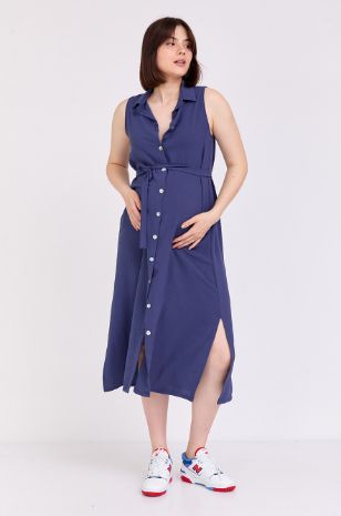 שמלת הריון מארון כחולה של אבישג ארבל