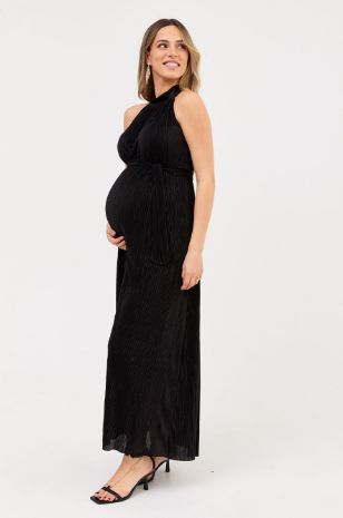 שמלת הריון פליסה קולר שחורה של אבישג ארבל