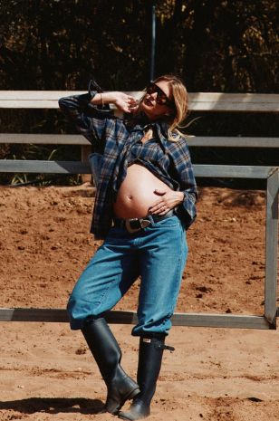 חולצת הריון משבצות גברית כחולה