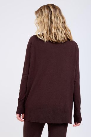 סריג גולך להריון חום שוקולד חורף 2026