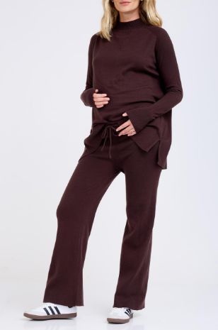 מכנסי סריג להריון חום שוקולד אבישג ארבל