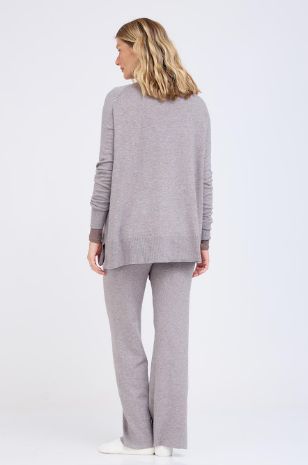 סט מכנסי הריון סריג אבן מלנז' אבישג ארבל	