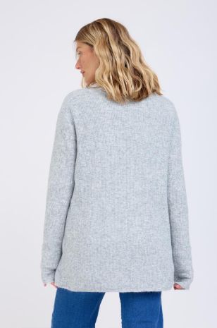 קרדיגן להריון אוברסייז ריב אפור קרח