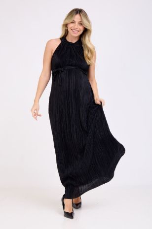 שמלת הריון פליסה קולר שחורה אבישג ארבל