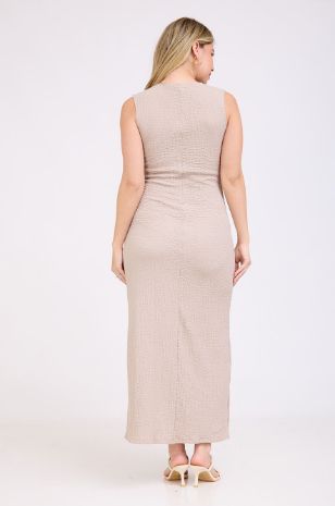 שמלת הריון צמודה בצבע חול