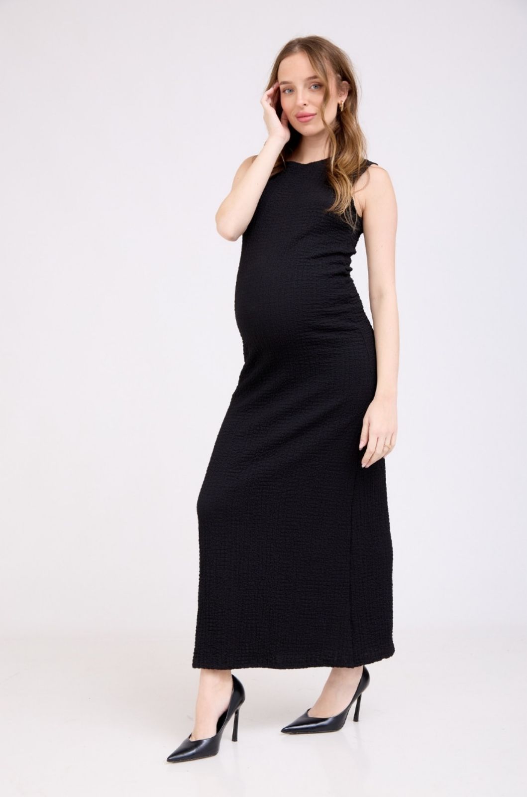 שמלת הריון מקסי שחורה