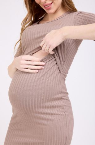 שמלת הריון עם פלאפ הנקה רוזי מוקה אבישג ארבל