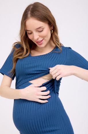 שמלת הריון והנקה רוזי כחולה של אבישג ארבל