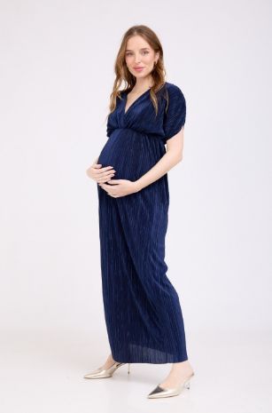 שמלת הריון צנועה קוקו פליסה נייבי