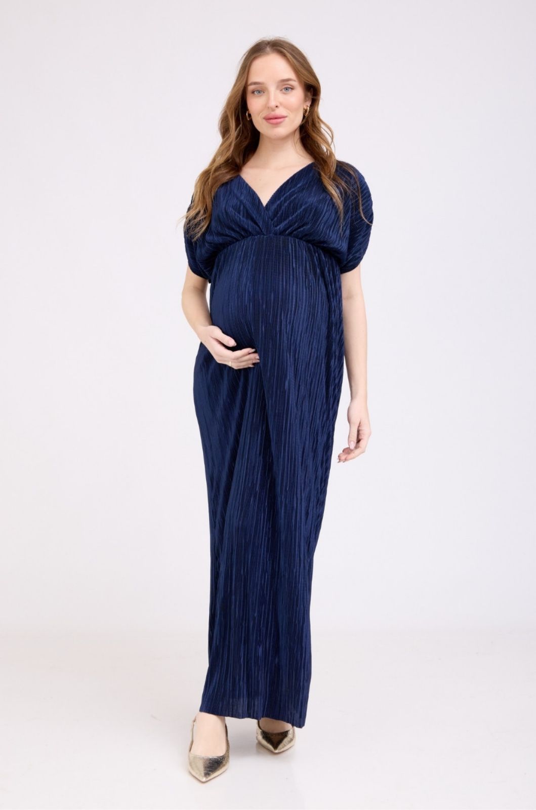 שמלת הריון צנועה קוקו פליסה נייבי