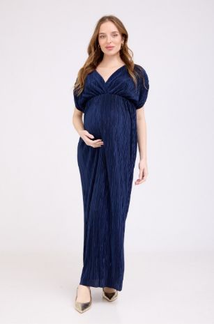 שמלת הריון צנועה קוקו פליסה נייבי